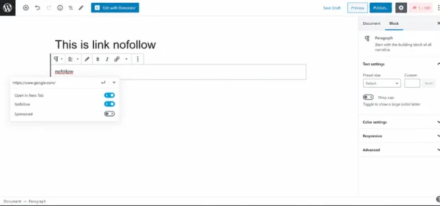 Add Nofollow Link WordPress